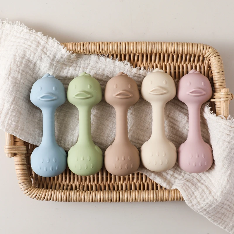 

Baby Silicone Toys for 0 3 months Baby,Chewing Gum Duck Silicone Baby Teether Toys Newborn Rattle Toys Infant Teething Toys Gift