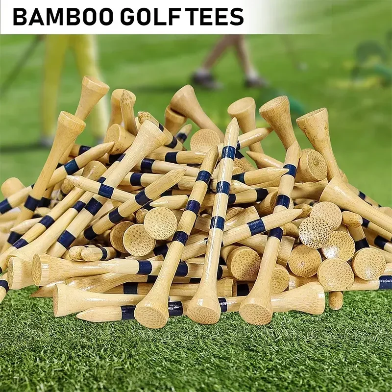 500 Count Bamboo Golf Tees 3-1/4 Inches Stable Long Wooden Golf Tees for Golf Activities, Natural Color and Blue