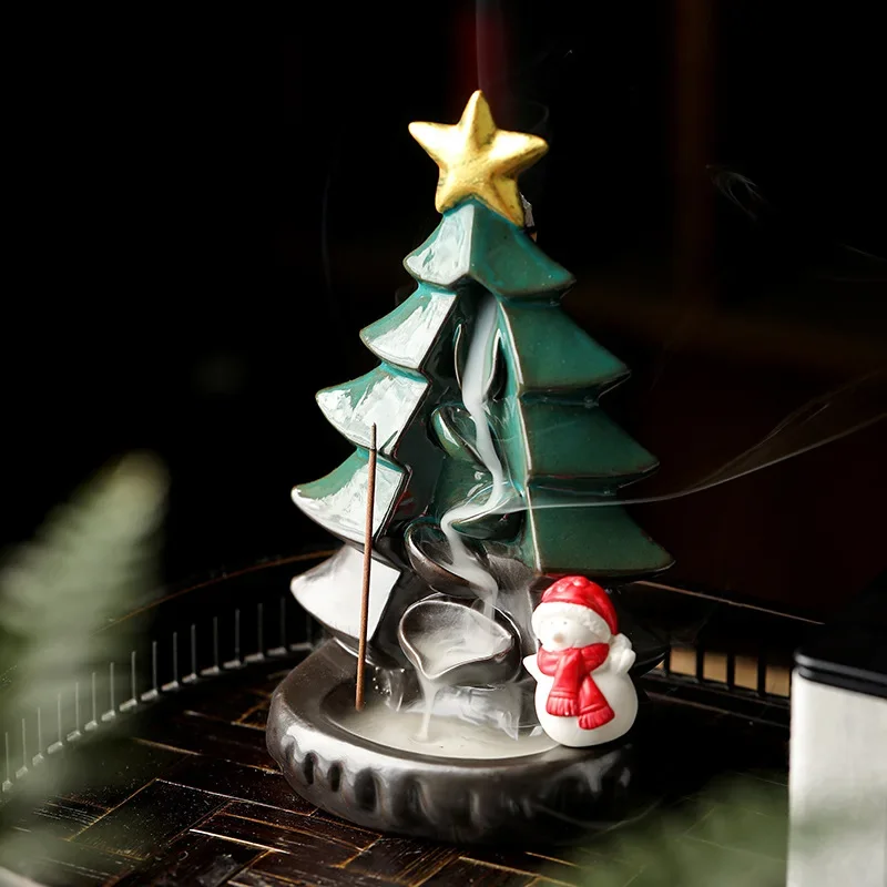 Christmas reverse flow incense burner Incense insert ceramic crafts decoration home Christmas tree decoration aromatherapy stove