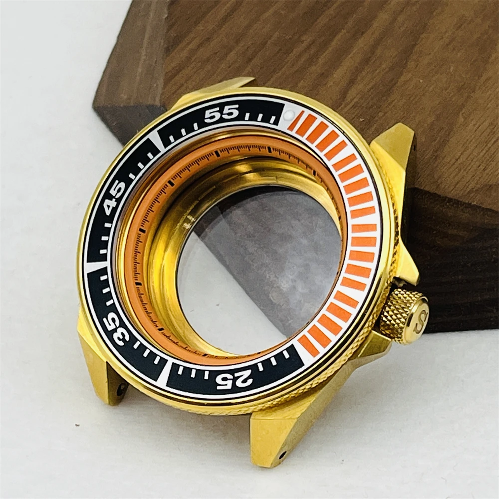 44Mm Srpe Samurai King Horloge Case Fit Voor Nh34 Nh35 Nh36 4r35 7S Beweging Saffier Glas Mannen Duiken Goud Samurai Horloge Gevallen