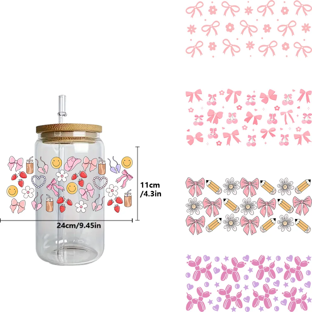 

Cute cartoon stickers peel waterproof DIY Decals 3D transfers uvdtf crystal stickers 16oz uv dtf cup wraps for Libbey Glasses