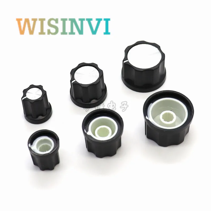 10PCS Plastic Flower Shaft Knob Diameter 15mm 20mm 25mm Height 16mm  Potentiometer Encoder Knob Gear Shaped Inner Hole 6mm