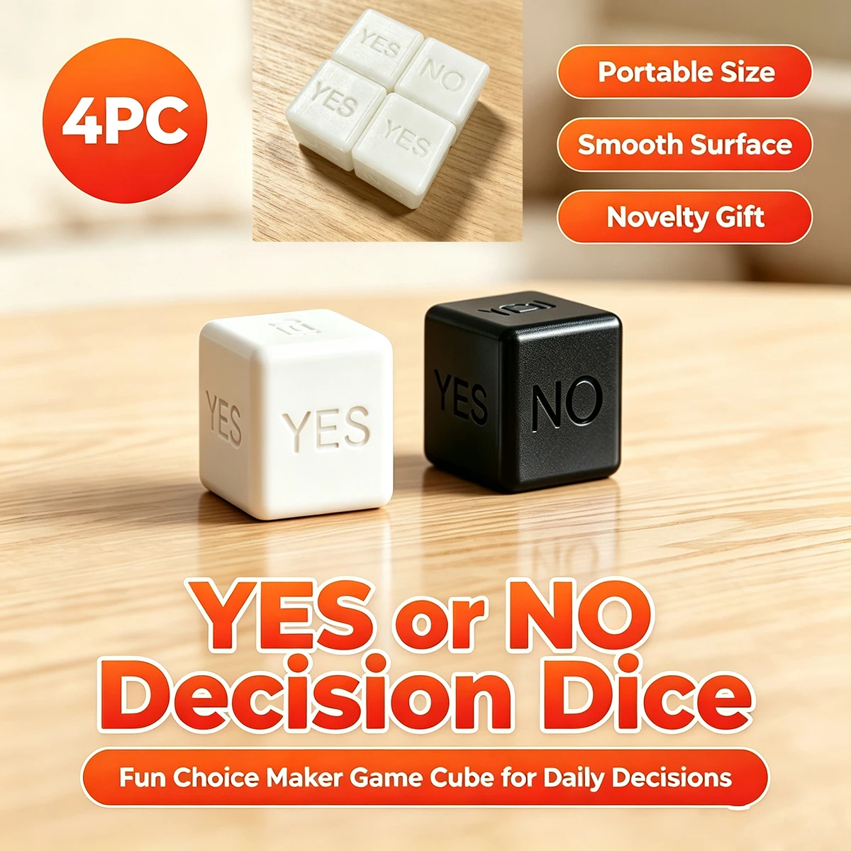 Simple 3D Letter Dice for Decision-Making, a Daily Choice-Making Tool, Desktop Stress-Relief Fun Gadget, 4-Piece Creative Gift Set