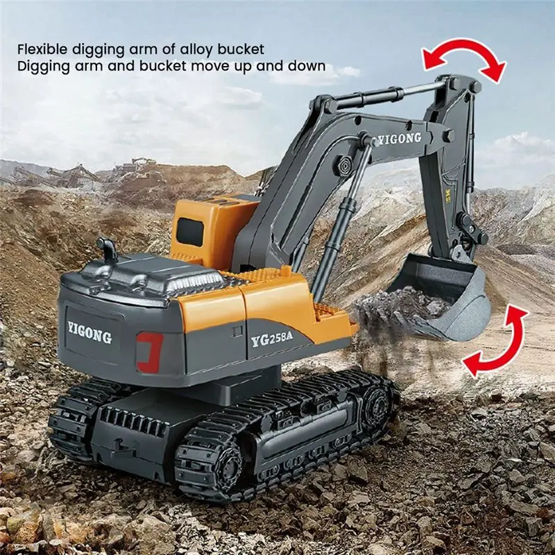 T84C-1:24 حفارة التحكم عن بعد 11 قناة 2.4G التحكم عن بعد لودر أطفال بالريموت كنترول #4