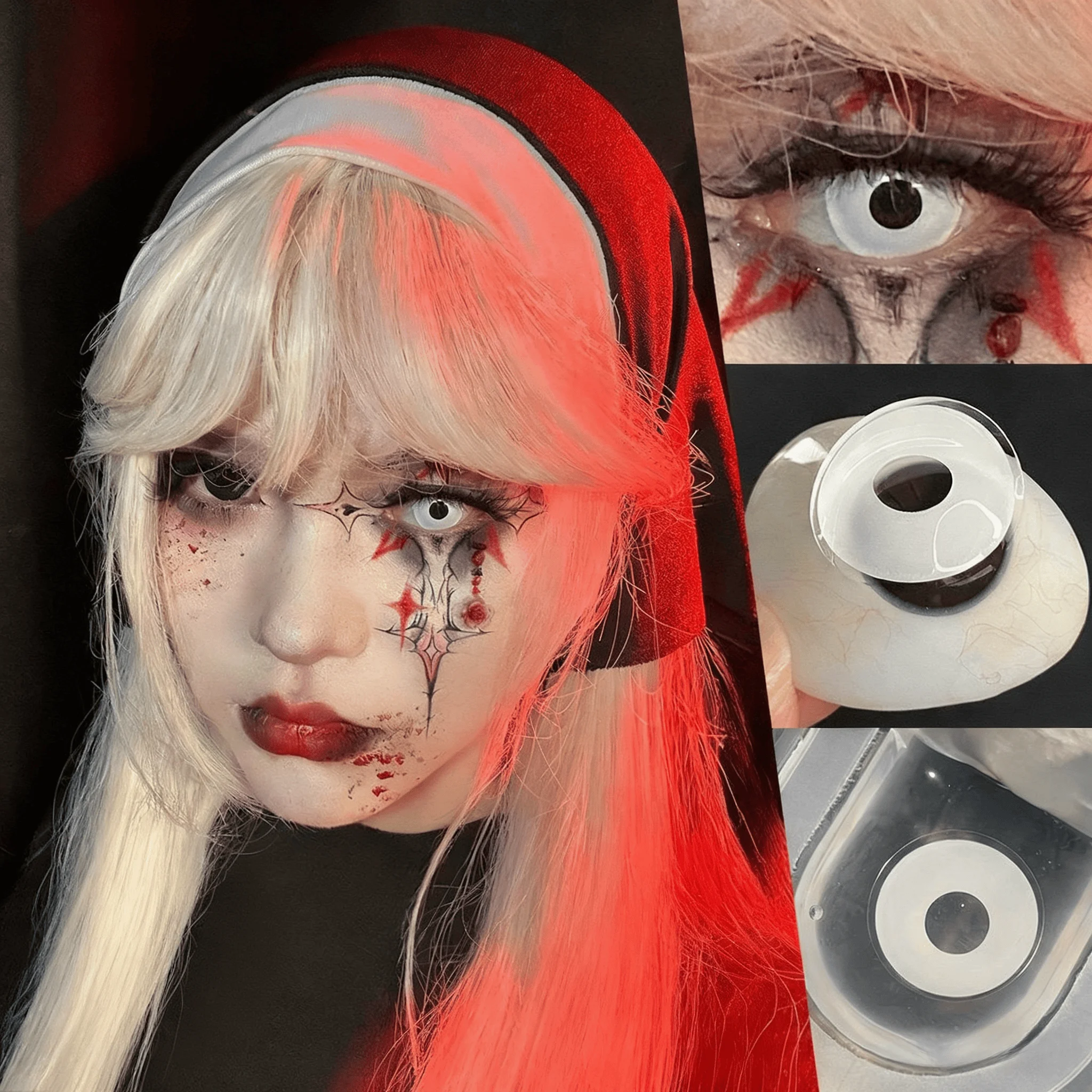 VISUASHOW Block Blind Anime Cosplay Farbige Kontaktlinsen 6 Monate Einweg-Softlinsen für Weihnachts- und Halloween-Party-Make-up – Detail 5