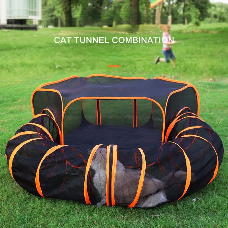 

Wandering enclosed cat tunnel, portable and foldable dog nest set, cat nest, steel wire pet tent channel in stock