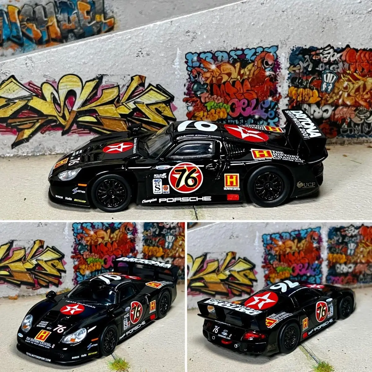 

Sparky1:64 Porsche 911 GT1 Black 76 Alloy Car Racing Alloy Model