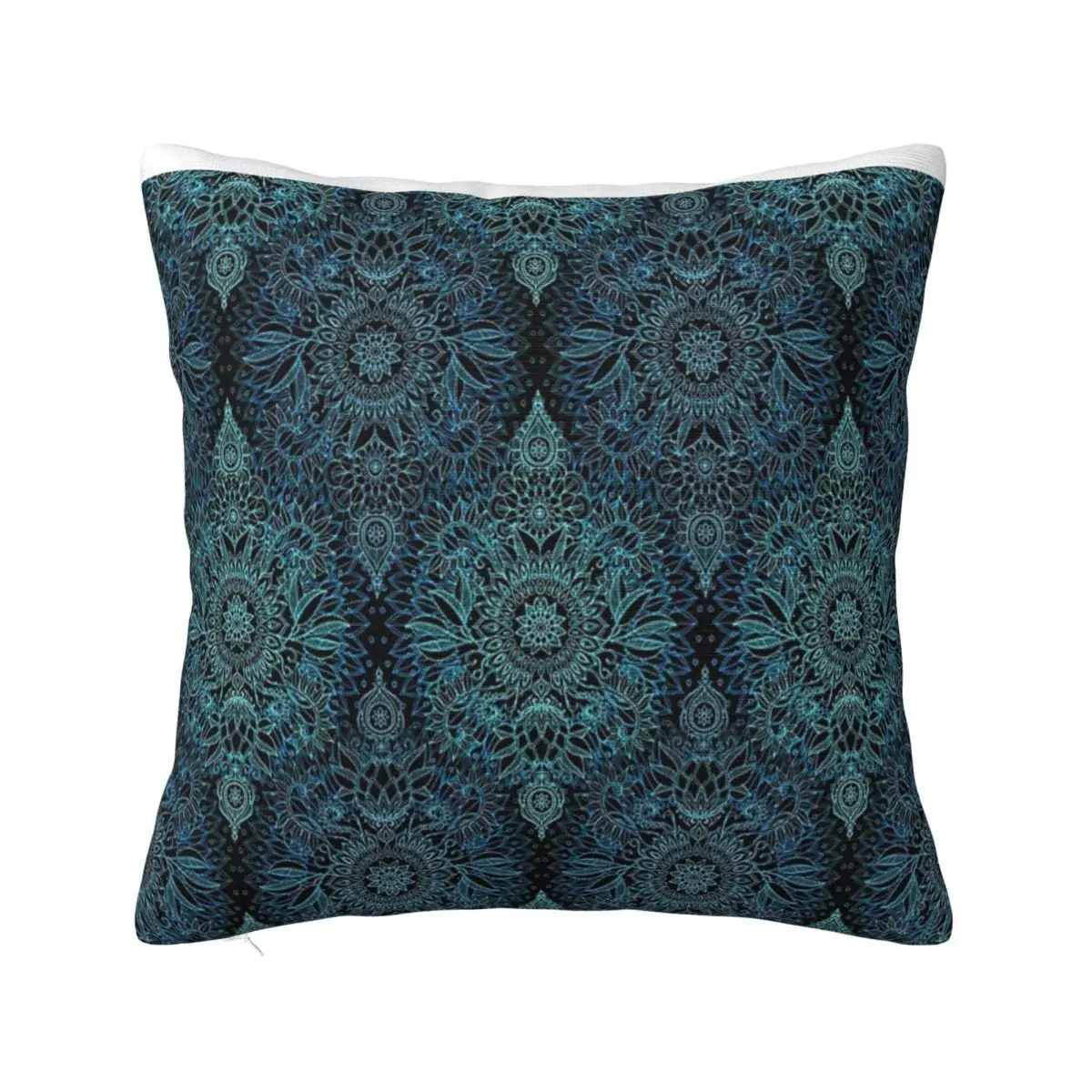 Black Teal & Aqua Protea Doodle Pattern Sofa Cover Pillow Case Covers Cushions For Living Room Pillow Case Pillow Cover