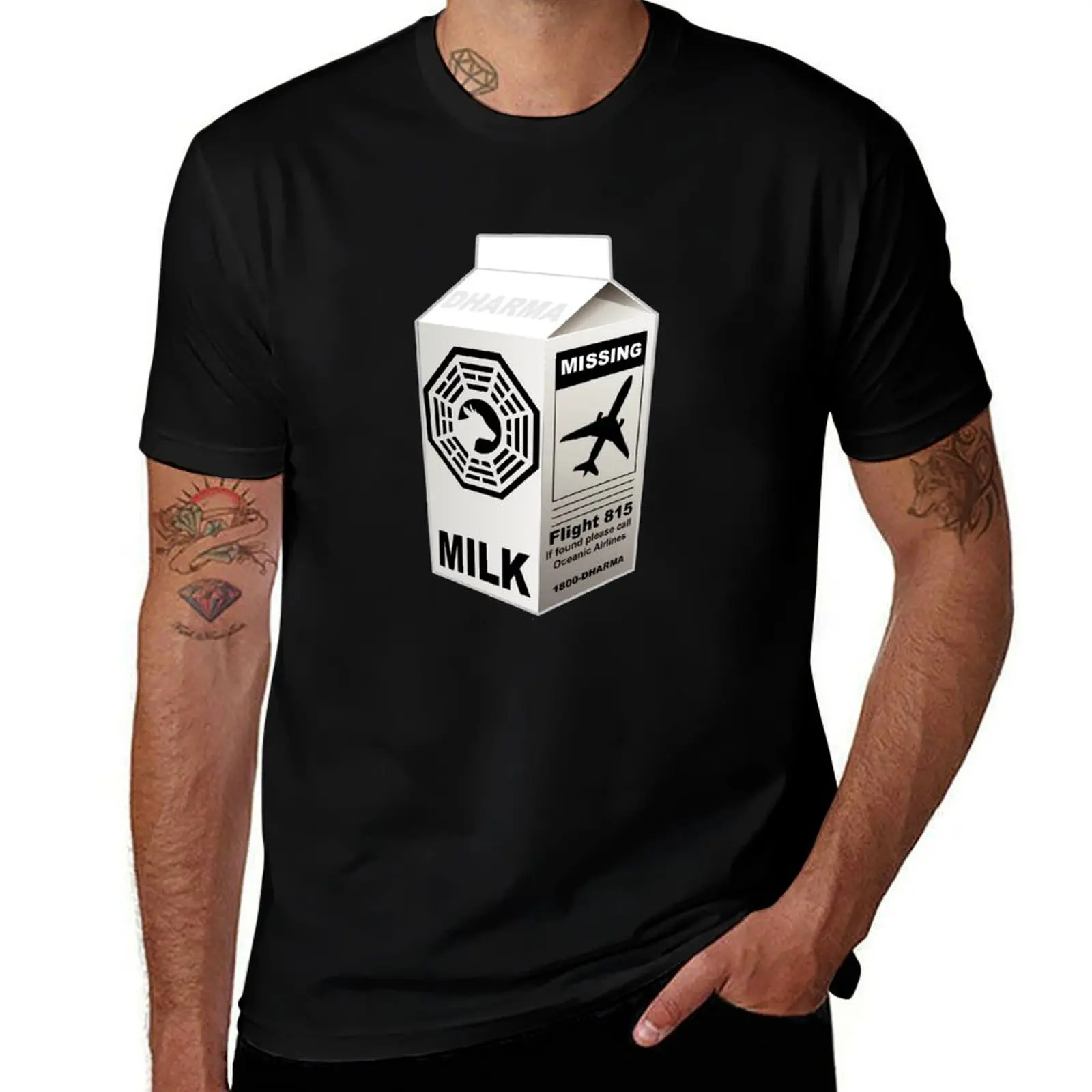 

Dharma Initiative Missing Milk T-Shirt cotton t shirt man man t shirts for men casual T-shirt