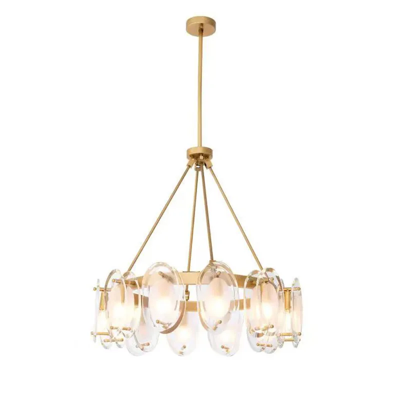 

2025 New Handmade Glass Chandelier Clear Green Glass Brass Gold Black Dimmable Ceilings Lustre for Hotel Villa