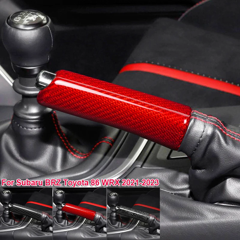 Real Carbon Fiber Car Handbrake Grip Replacement For Subaru BRZ Toyota WRX 2021 2022 2023 Accessories Forged Carbon Trim Sticker