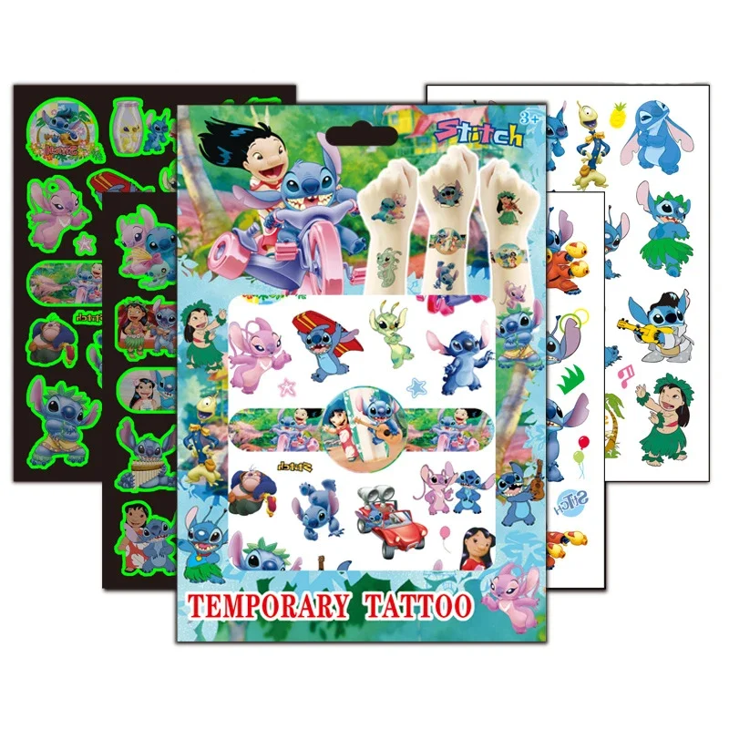 Aufkleber Geschenk box Set Lilo Stich leuchtende Tattoo Aufkleber Kinder Arm Gesicht glühende Tätowierung Kinder Körper Tattoo Schutt Aufkleber