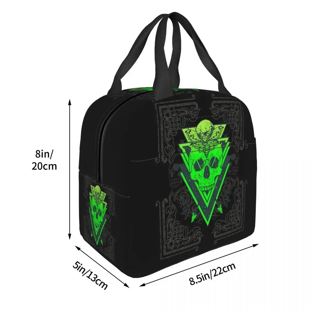 Gothic Skull Moth Witchcraft Voodoo Satanic Goth Insulated Lunch Bag for Women Children Food Boxes Thermal Lunch Box Tote