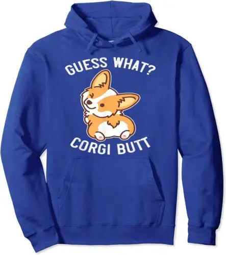 

Polarshe Custom Pattern Guess What Corgi Butt Funny Corgi Dog Gift Pun Shirt Unisex Hooded Sweatshirt Men Hoodies Autumn Coat