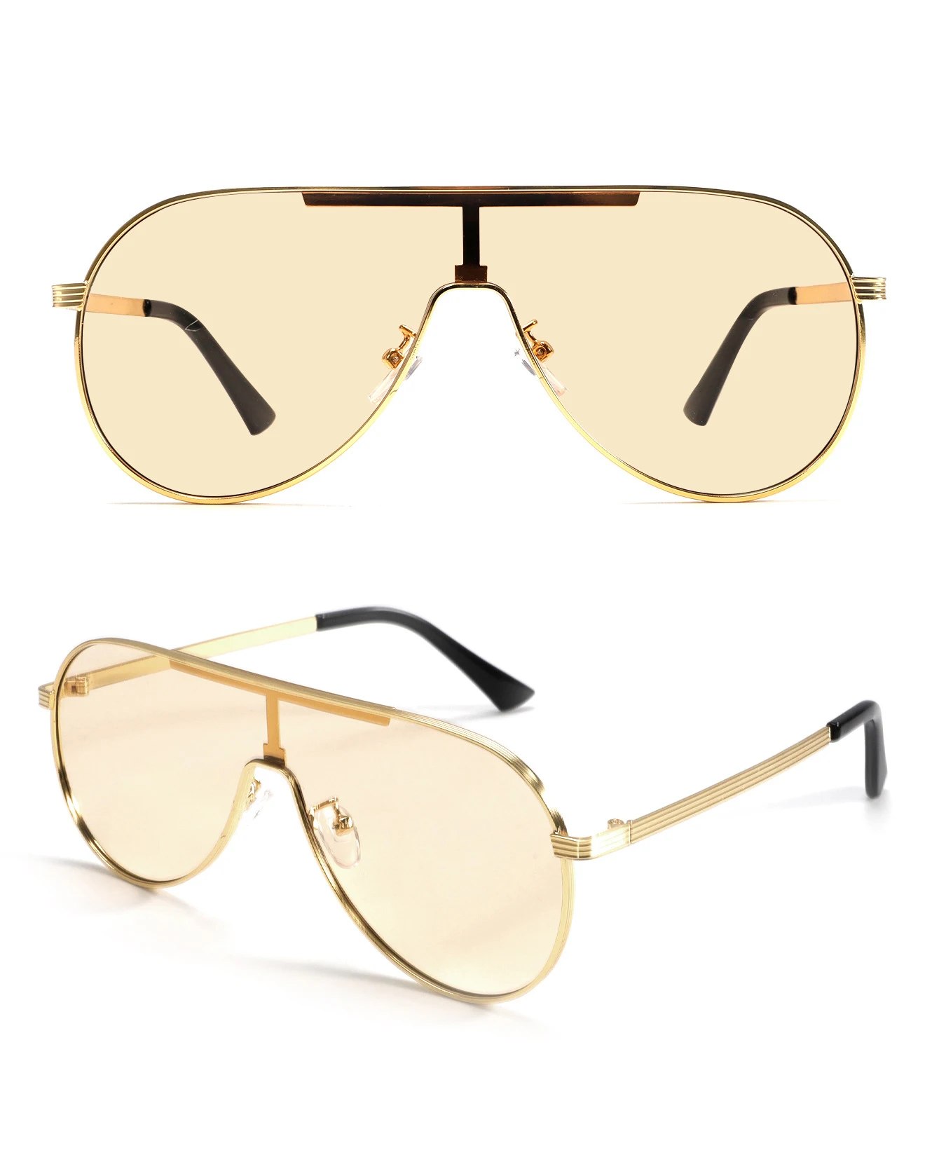 Retro Piloten-Sonnenbrille Unisex Großrahmige Brille Luxuriöse Metallbrille Outdoor-Fahrbrille Punk-Sonnenbrille Einteilige Sonnenbrille – Detail 9