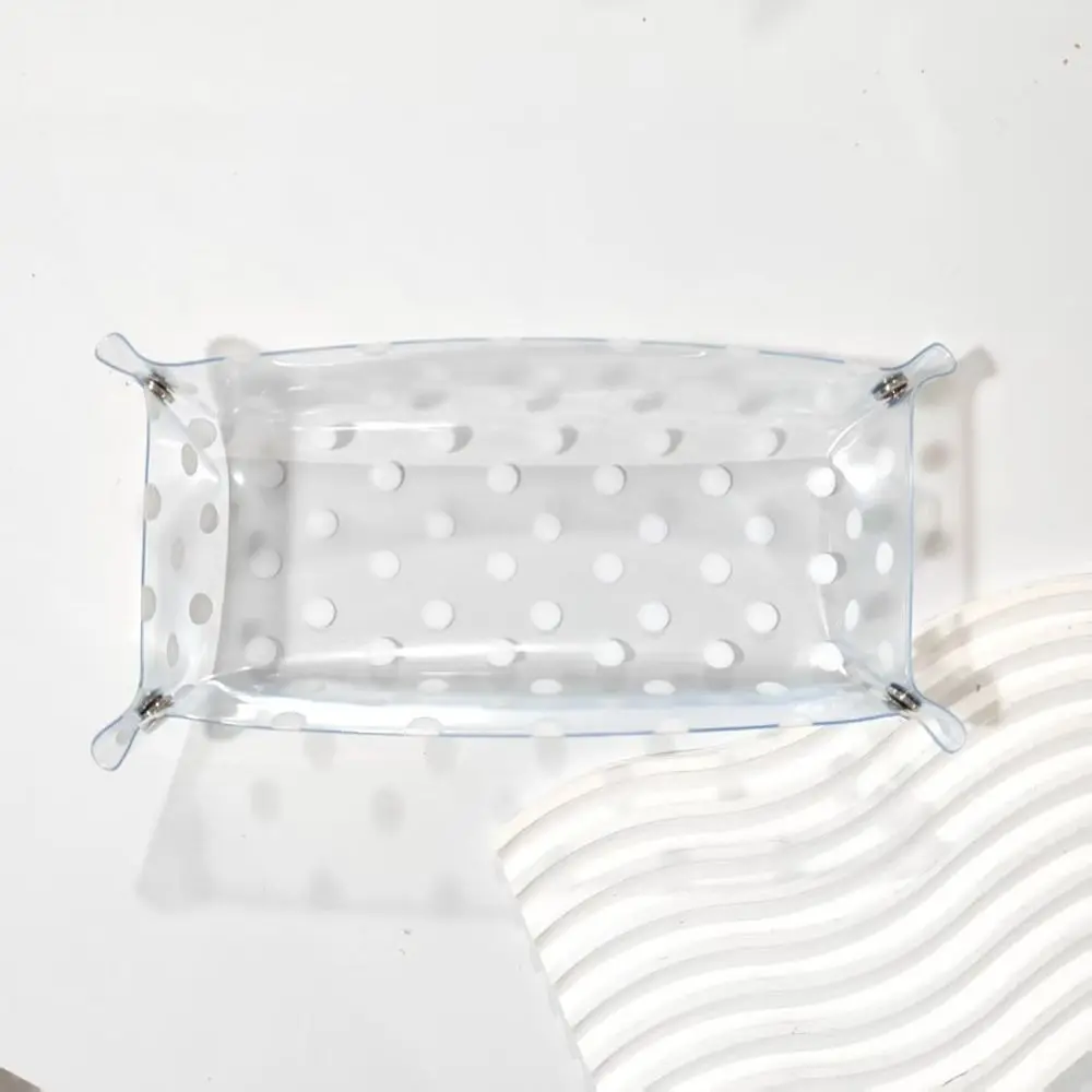Multi-functional Polka Dot Design Storage Tray Large Capacity Folding Desk Organizer Storage Box Office Study
