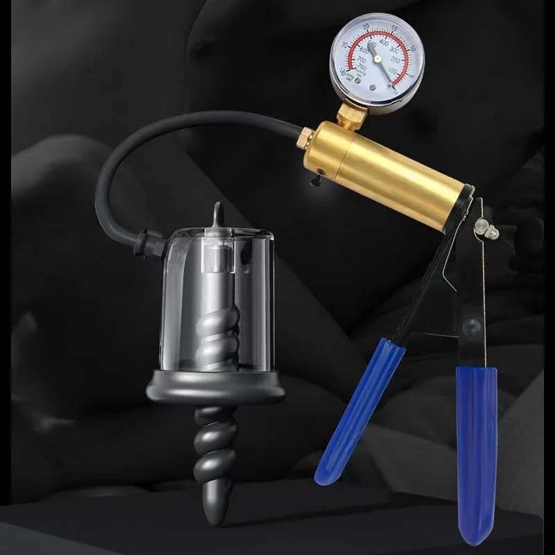 Manual Handle Vacuum Anal Pump Penis Pump Butt Ass Dilator Negative Pressure Exercise Suction Pressure Gauge Sex Toys for Adult