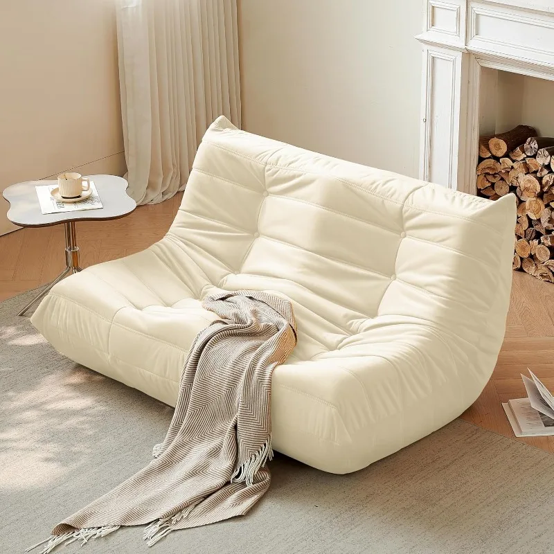 home.Fireside Loveseat Couch Sofa, Modern Linen Fabric Bean Bag Chair,Chairs Sofa for Living Room/Bedroom/Salon/Office, Beige