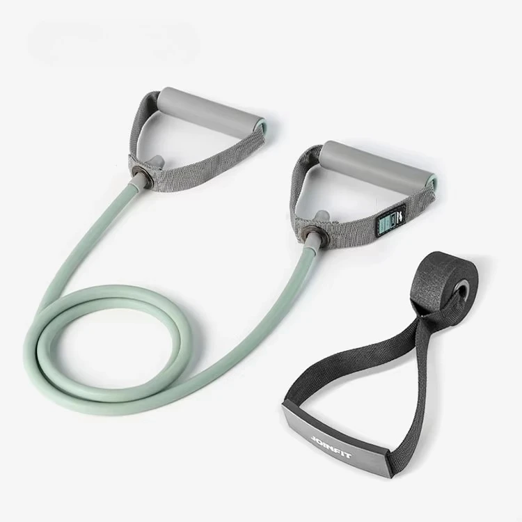 

Розовый эспандер-трубка с ручками из пеноматериала и дверным креплением