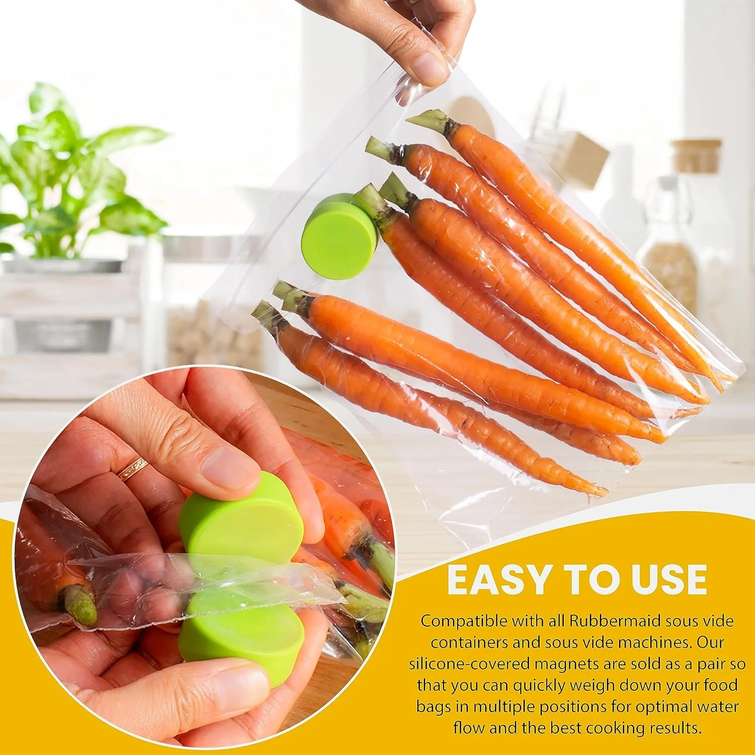 8 Pack Sous Vide Weighted Silicone Magnets, Keeps Food Submerged, Sous Vide Accessories to Stop Floating Bags and Undercooking
