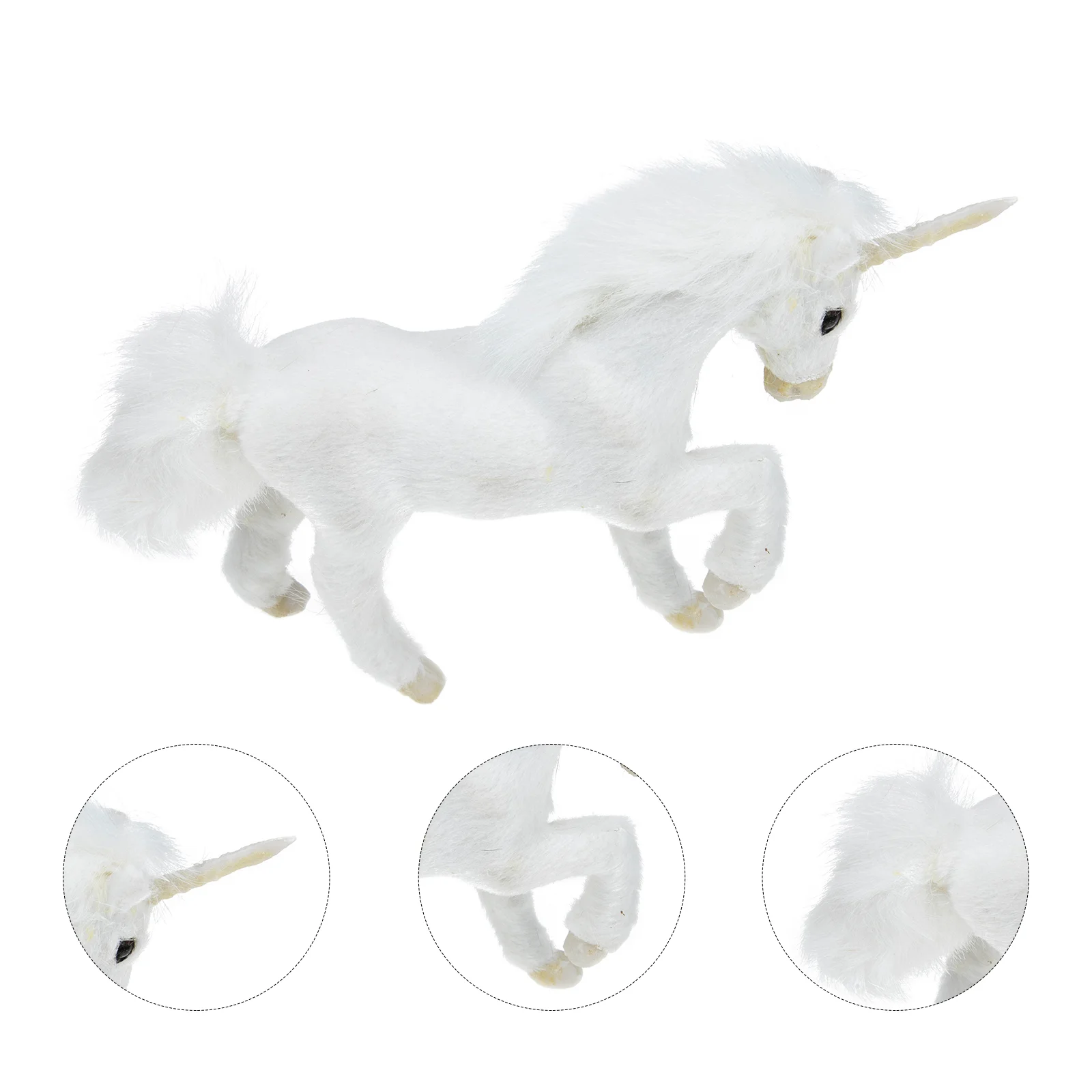 

Simulation Unicorn Decoration Plush Animals Ornament Decorate Desk Tree Model Faux Fur Plastic Unicorn-shape