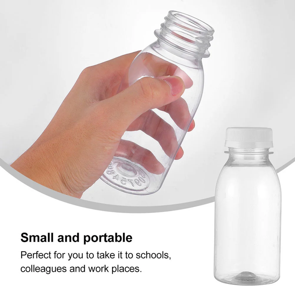 6 Pcs Milk Bottle Plastic Bottles with Lids Juice Drinks Container Empty Mini Fridge Containers Juicer Small