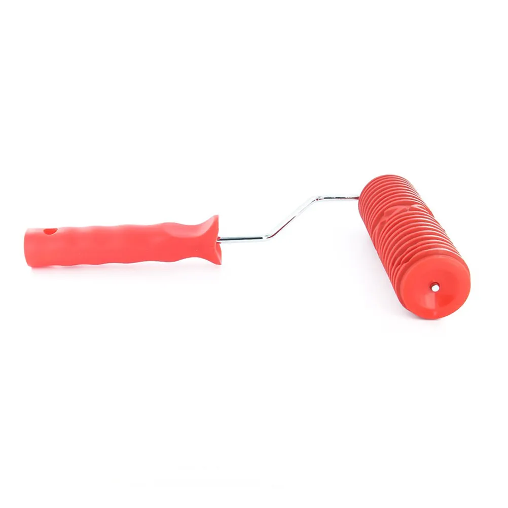 

7 Inch Wall Decoration Painting Roller Red 175x5cm Rubber Roller Cover Hard Plastic Handle for Wood Grain Pattern DIY Home