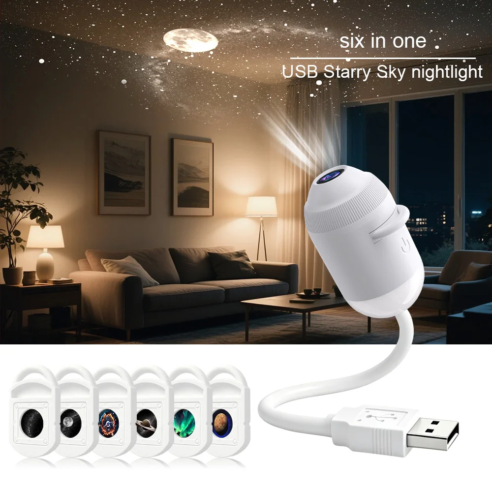 Explosives USB-Sternenhimmel-Projektionslicht für Autoinnenraum, Zuhause, Schlafzimmer, Nachtlicht, Romantisches Galaxie-Atmosphärenlicht