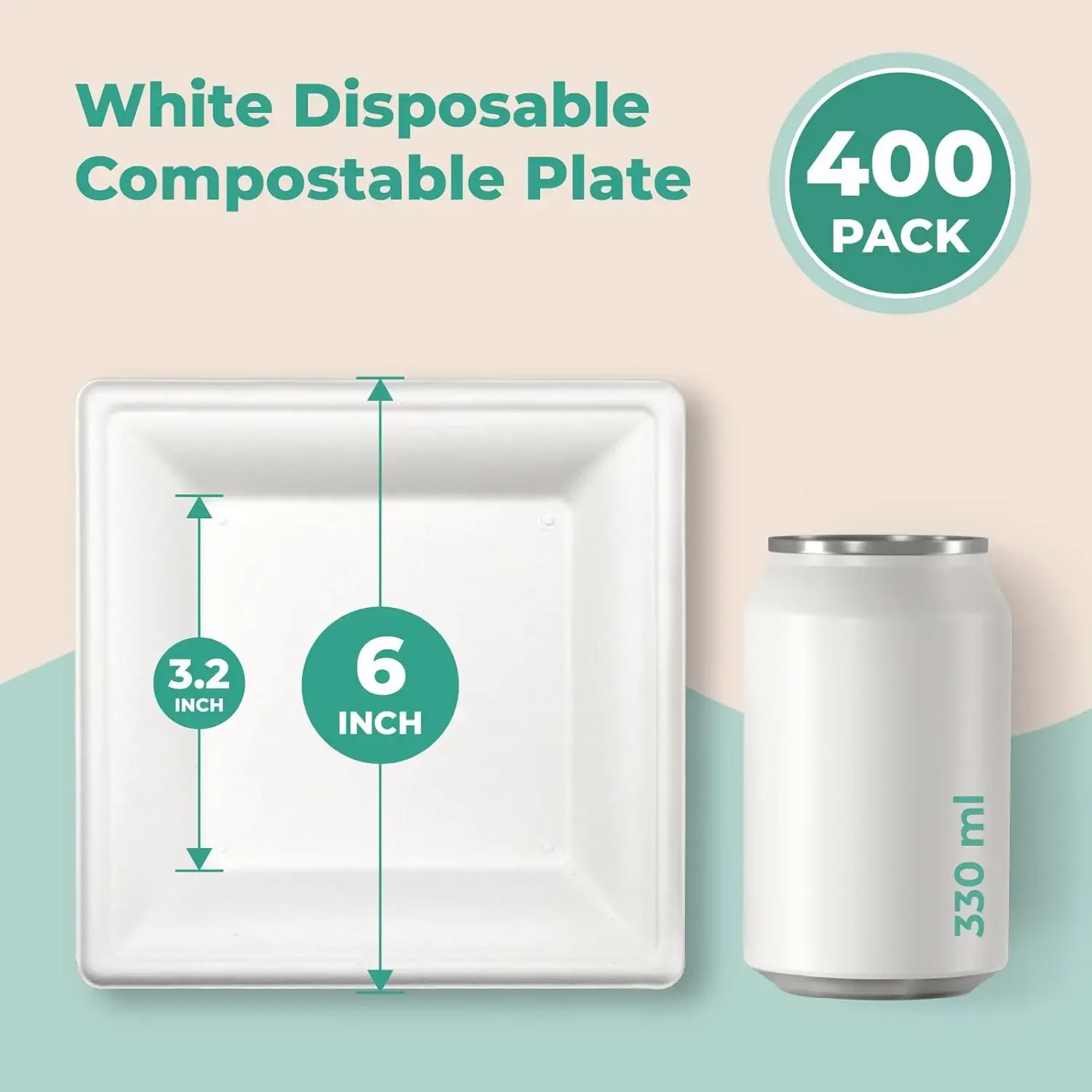 400 Pack Compostable Paper Plates, 6