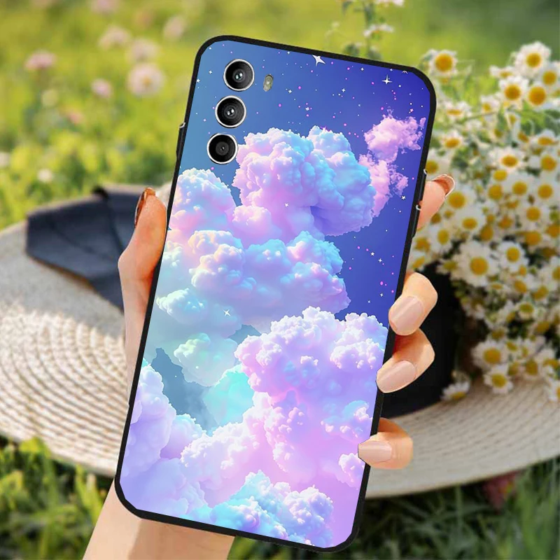 Pink White Cloud Sky Rainbow Phone Case For Motorola Edge 50 40 Pro 50 40 30 Ultra Neo Fusion Moto G Play G Stylus G Power G 5G