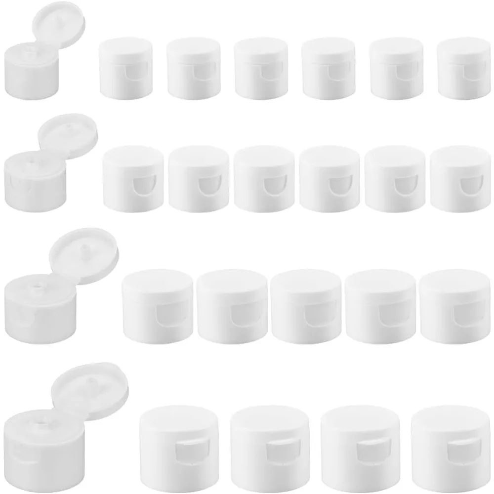 32Pcs 4 Sizes Smooth Flip Top Dispensing Cap White Replacement Bottles Emptying Caps Reusable Plastic Leak-Proof Snap Top Plug