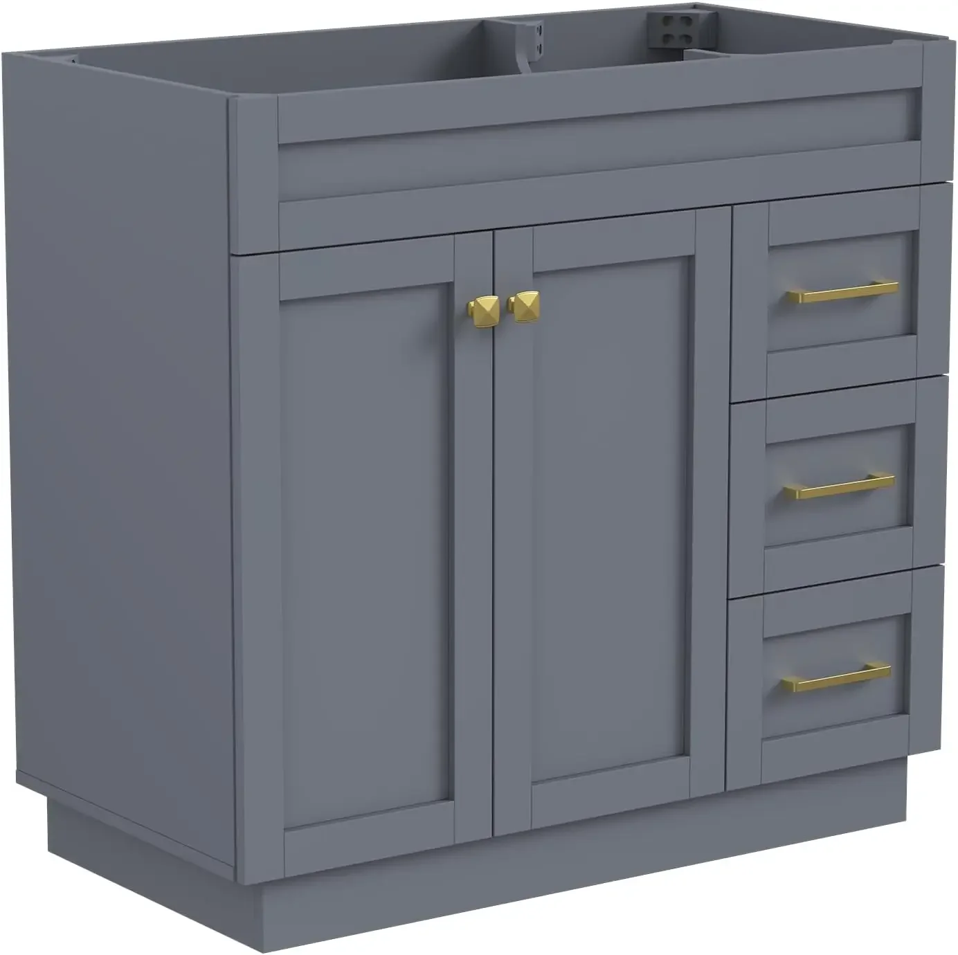36 Inch Bathroom Vanity Without Sink, Quick-Assembly Bathroom Storage Vanity & Soft-Close 3 Drawers and 2 Doors, Fits Standard V