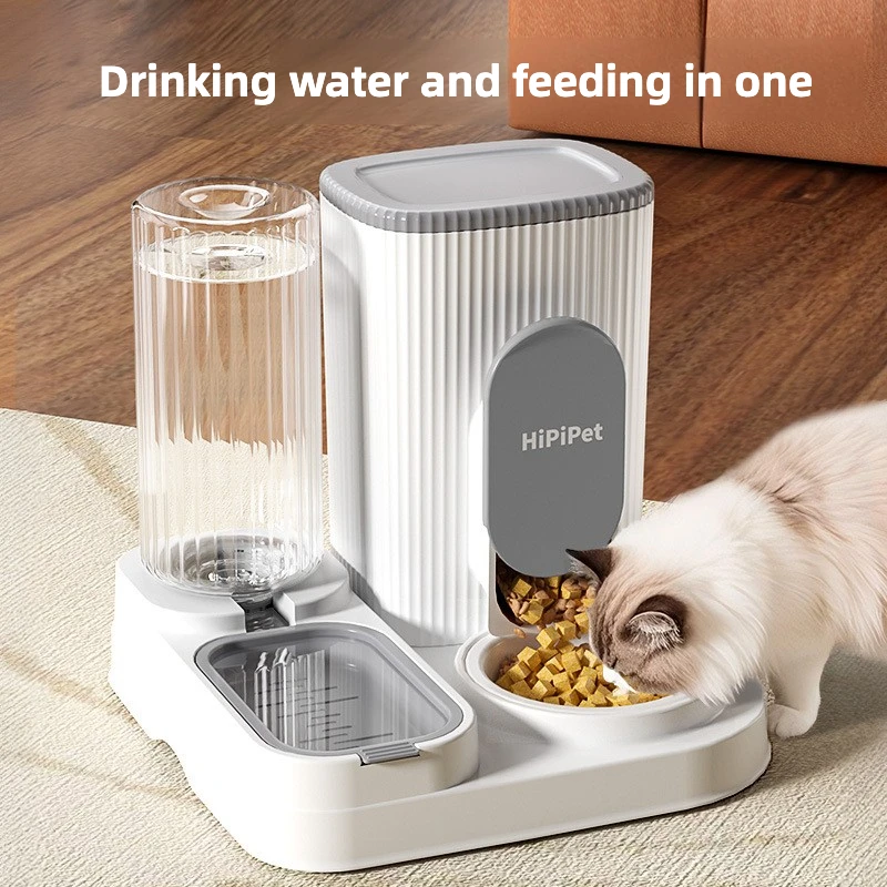 

Daily Use Automatic Cat Dog Feeder with Water Fountain-Spill Proof 2-in-1 Pet Food Water Dispenser, Anti-Spill Bowl for Pets