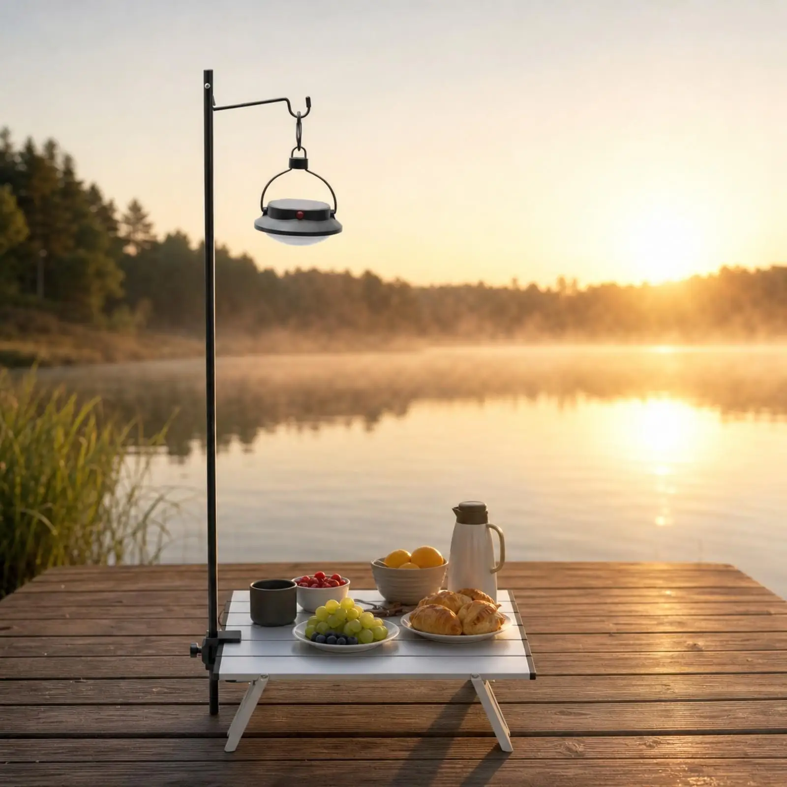 Portable Outdoor Lighting Stand Foldable Aluminum Alloy Camping Light Stand Adjustable Folding Lamp Pole with Storage Bag for