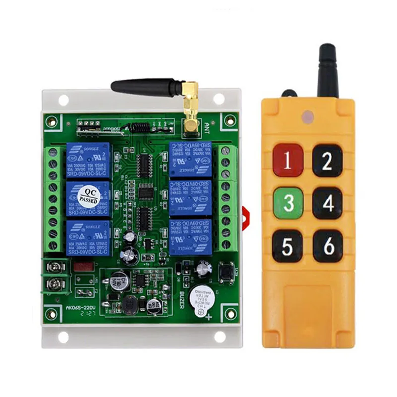

500-2000 м 12 В постоянного тока 24 В 6 каналов, беспроводное релейное выходное радио, радиочастотный передатчик, Приемник 433 МГц