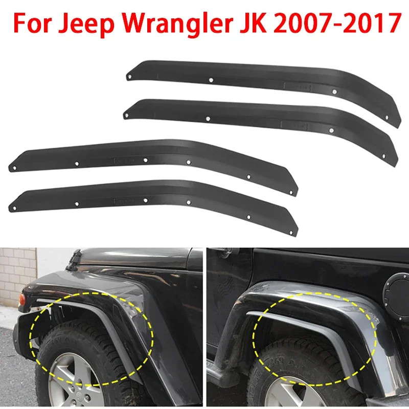 

4pcs Car Front Rear Wheel Fender Flares for Jeep Wrangler JK 2007-2017