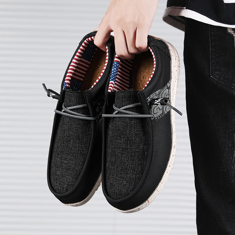 Men's Canvas Shoes 2023 Summer New Men Vulcanized Shoes Outdoor Non-Slip Sneakers Fashion Comfortable Driving Shoes Men Loafers