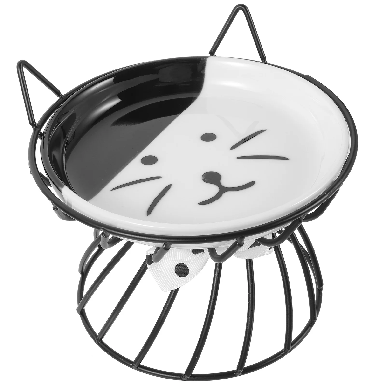 

Raised Cat Bowl with Stand Premium Ceramic Elevated Cat Plate Anti Vomiting Feeding Bowl for Cats Raised Bowls for Cats