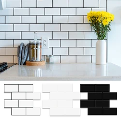 10 Sheets Big Tiles Peel and Stick Wall Stickers Brick Vinyl Wallpaper Waterproof Kitchen Bathroom Backsplash Home Decor