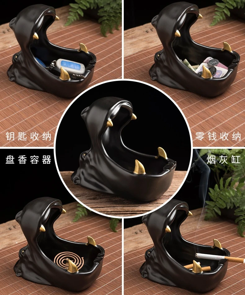 NEW Hippo Ceramic Ashtray Large Capacity Car Anti Fly Ash Personalized Ashtray Home Office Ornament