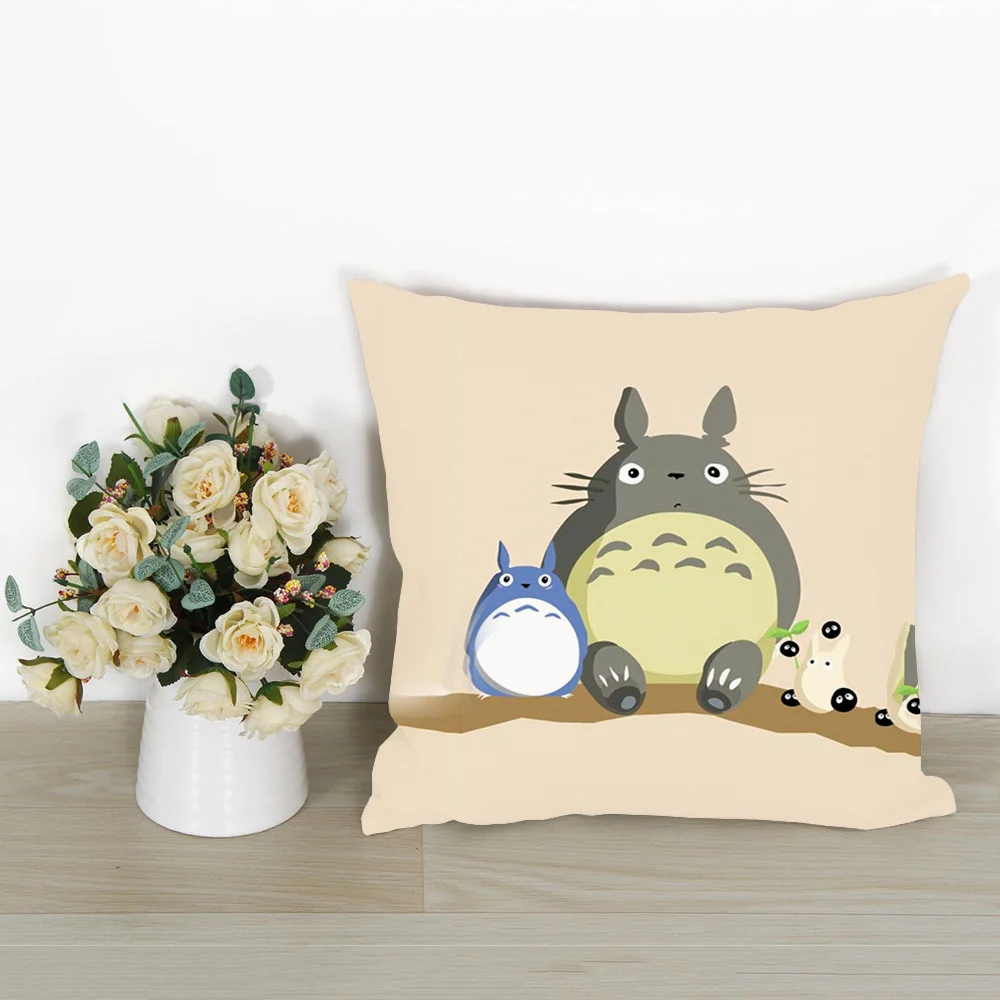 Cute cartoon T-T-Totoros Pillow Case Plush Fabric Soft Pillowcase Double Sided Print Cushion Cover Household Gifts