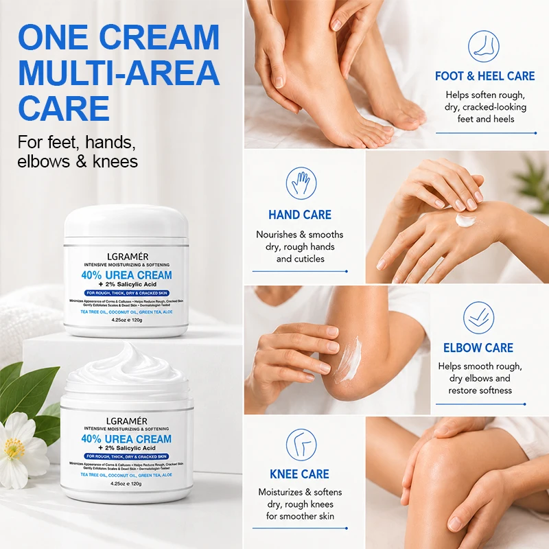 40% Urea Fußcreme + 2% Salicylsäure Intensive Tiefenpflege & Feuchtigkeitsversorgung für den täglichen Gebrauch, Fuß- und Handcreme für raue, trockene, rissige Haut – Detail 5