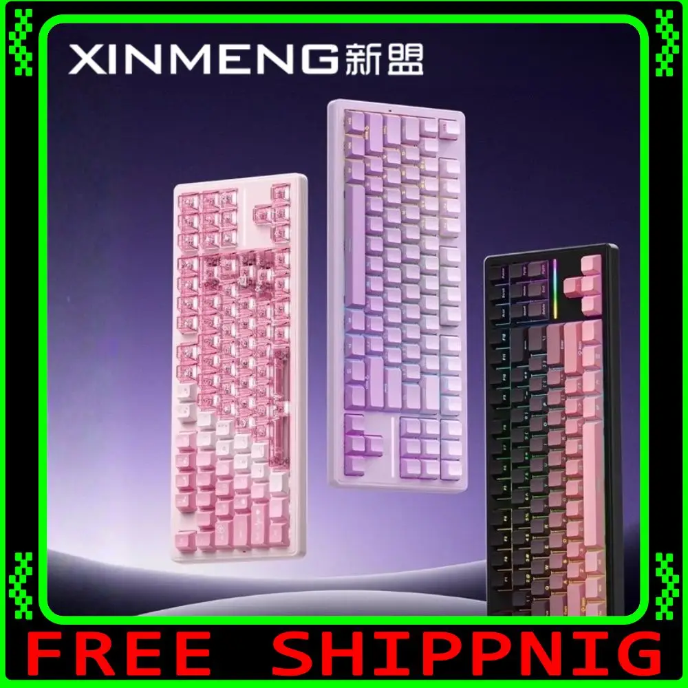 Xinmeng S87 PRO Wireless Bluetooth Mechanical Keyboard Dual 8K PC Gaming Office Low Latency Hot Plug ARGB Keyboard Gift PC