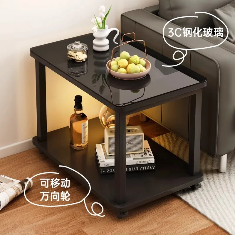 Movable sofa office light luxury glass coffee table reception room special small table