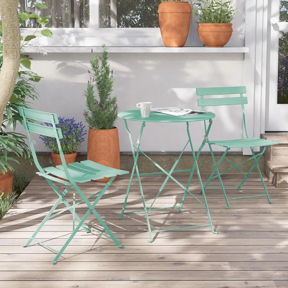 

Premium Steel Patio Table and Chair Set, Folding Outdoor Patio Furniture Set, Customizable