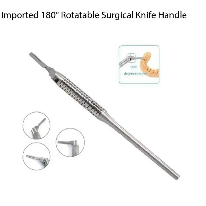 1Pc Adjustable Dental Scalpel Handle 180 Degree Rotatable Stainless Steel Oral Surgical Instrument for Dental Implants Surgery