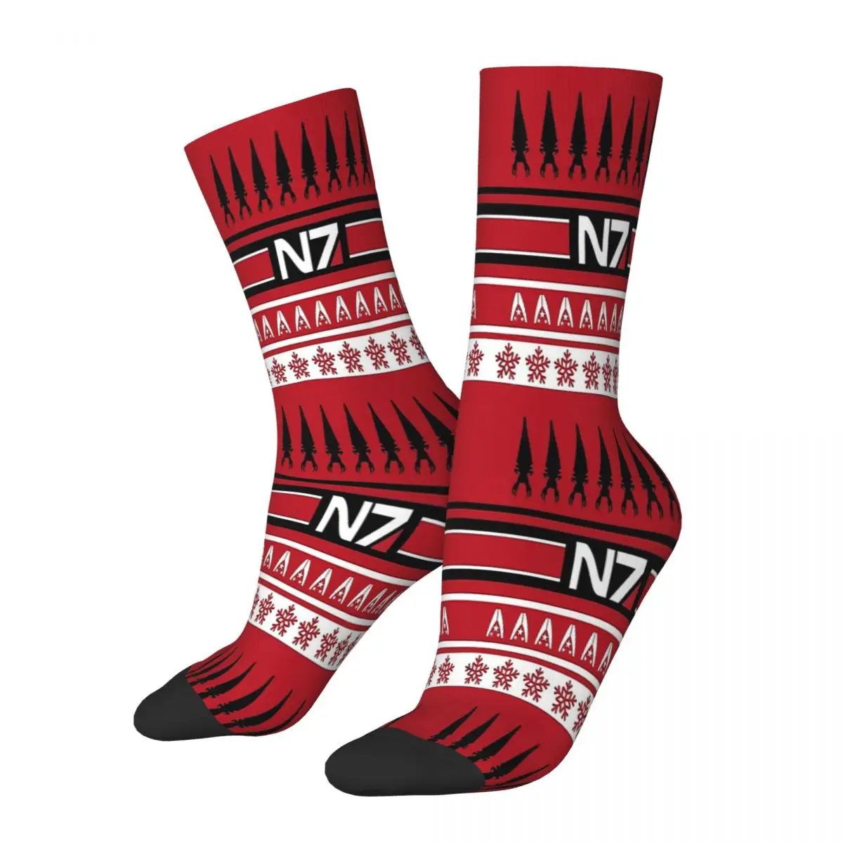 RED Mass Effect N7 Christmas Socks Male Mens Women Winter Stockings Printed