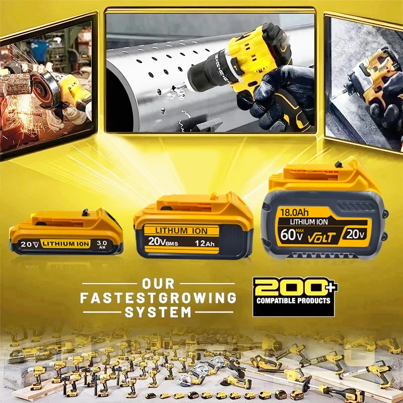 Nové pro DeWalt 20V 3Ah 12Ah 18Ah MAX Li-ion baterie Náhradní baterie DCB206 DCB205 DCB200 DCF887 DCG405 DCD791 DCF922 DCF850 - náhled 3