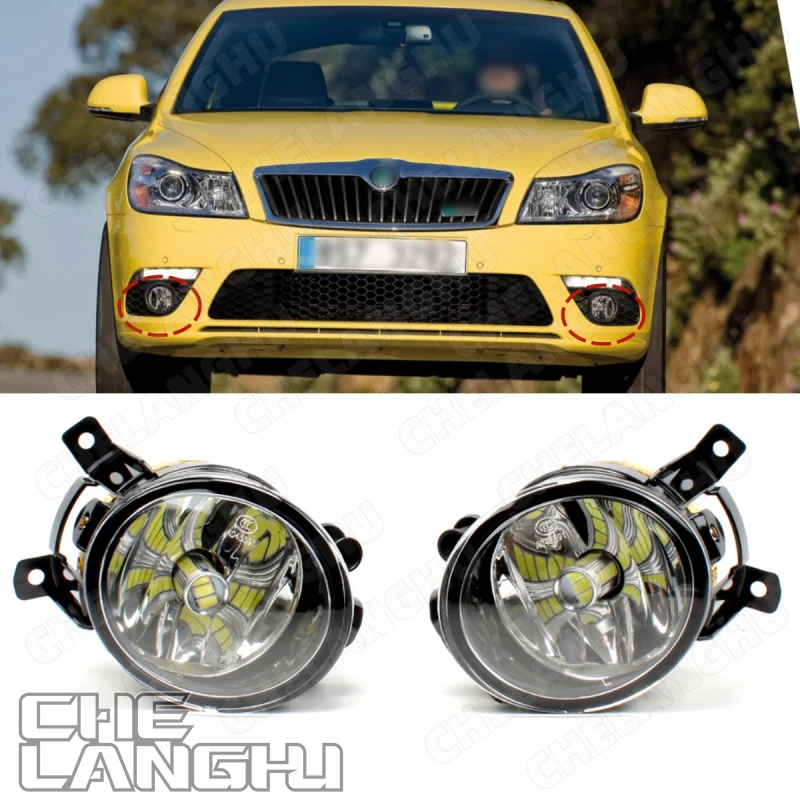 For Skoda Octavia A5 A6 RS 2009 2010 2011 2012 2013 Car-styling Front LED Fog Lamp  Fog Light With LED Bulbs
