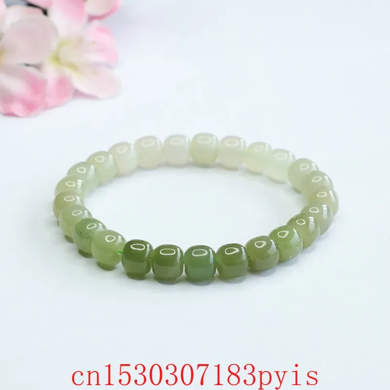 

Natural Hetian Jade Gradient Beaded Bracelet Elastic Bangle Fashion Fine Jewelry Couple Luxury Charm Amulet Gifts for Women Men